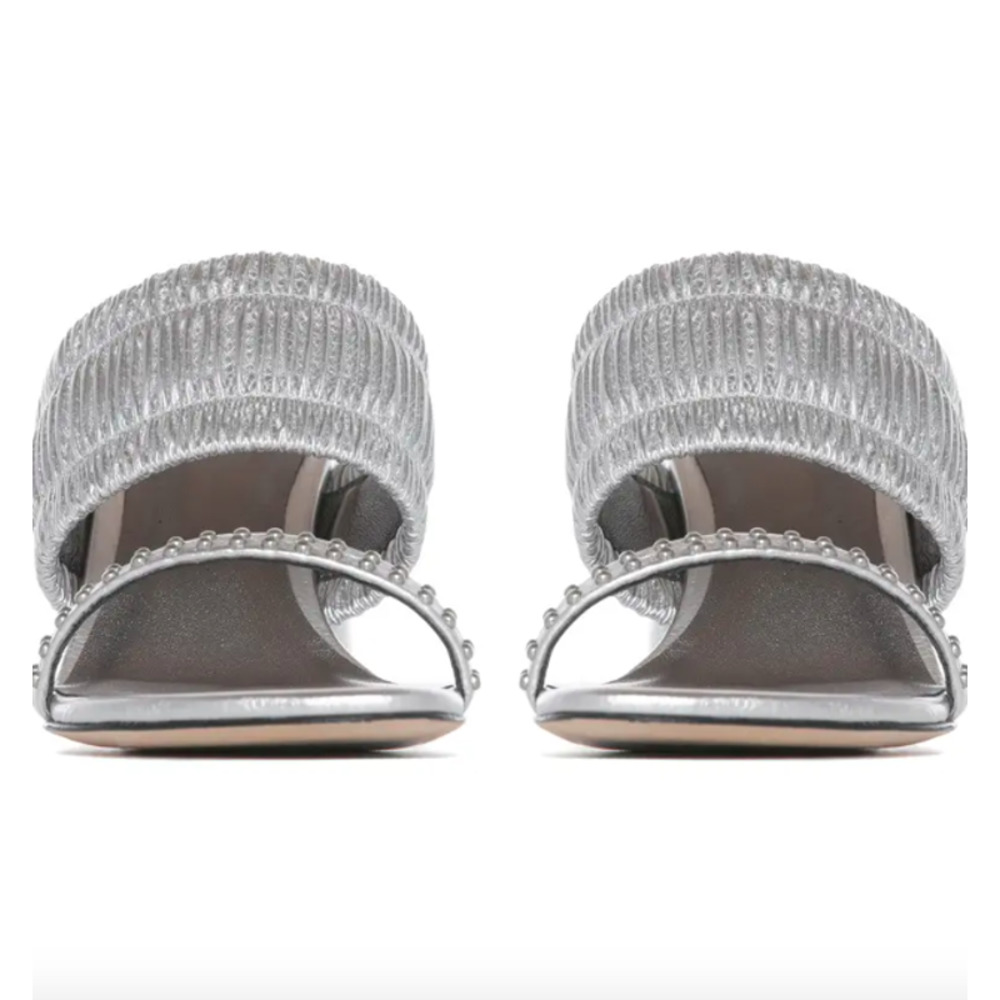 PAIGE Jade Metallic Silver Slide Sandal - Picture 4 of 10